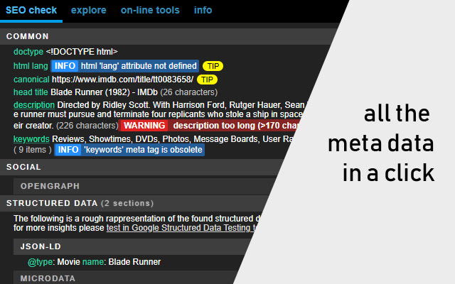 Расширение META SEO inspector 